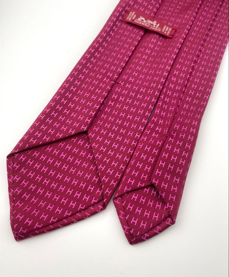 新品 エルメス ハイブランド ネクタイ ファソネ H柄 レッド系 高級