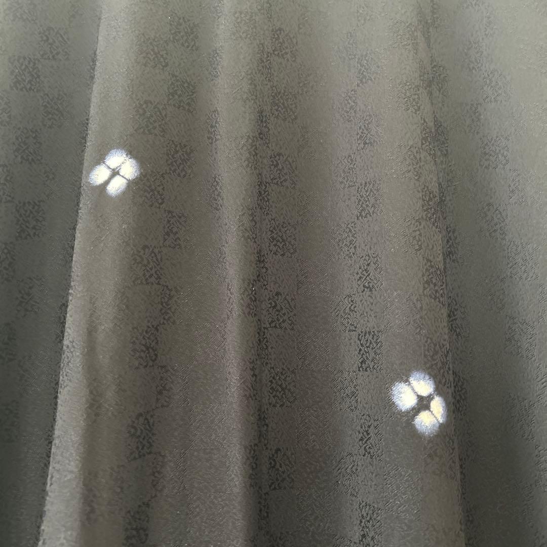 着物コート　黒　飛び柄　ブラック　道行　道行コート　ロング丈　正絹裄70cm