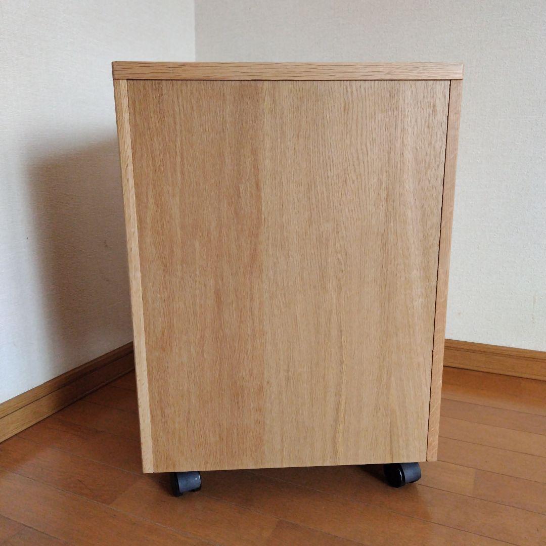 無印良品　オーク無垢材　デスクキャビネット ワイド引出2段