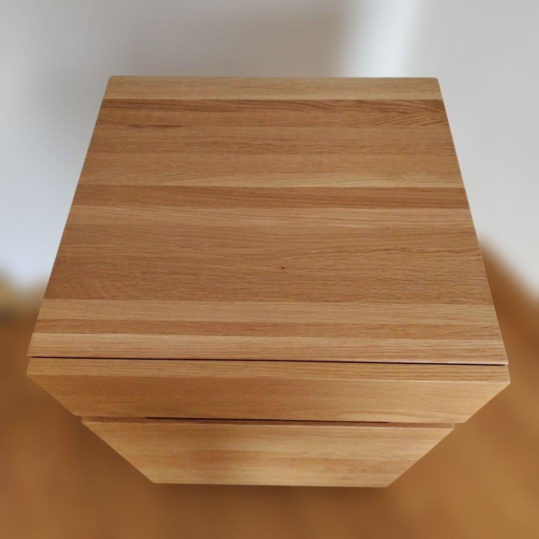 無印良品　オーク無垢材　デスクキャビネット ワイド引出2段