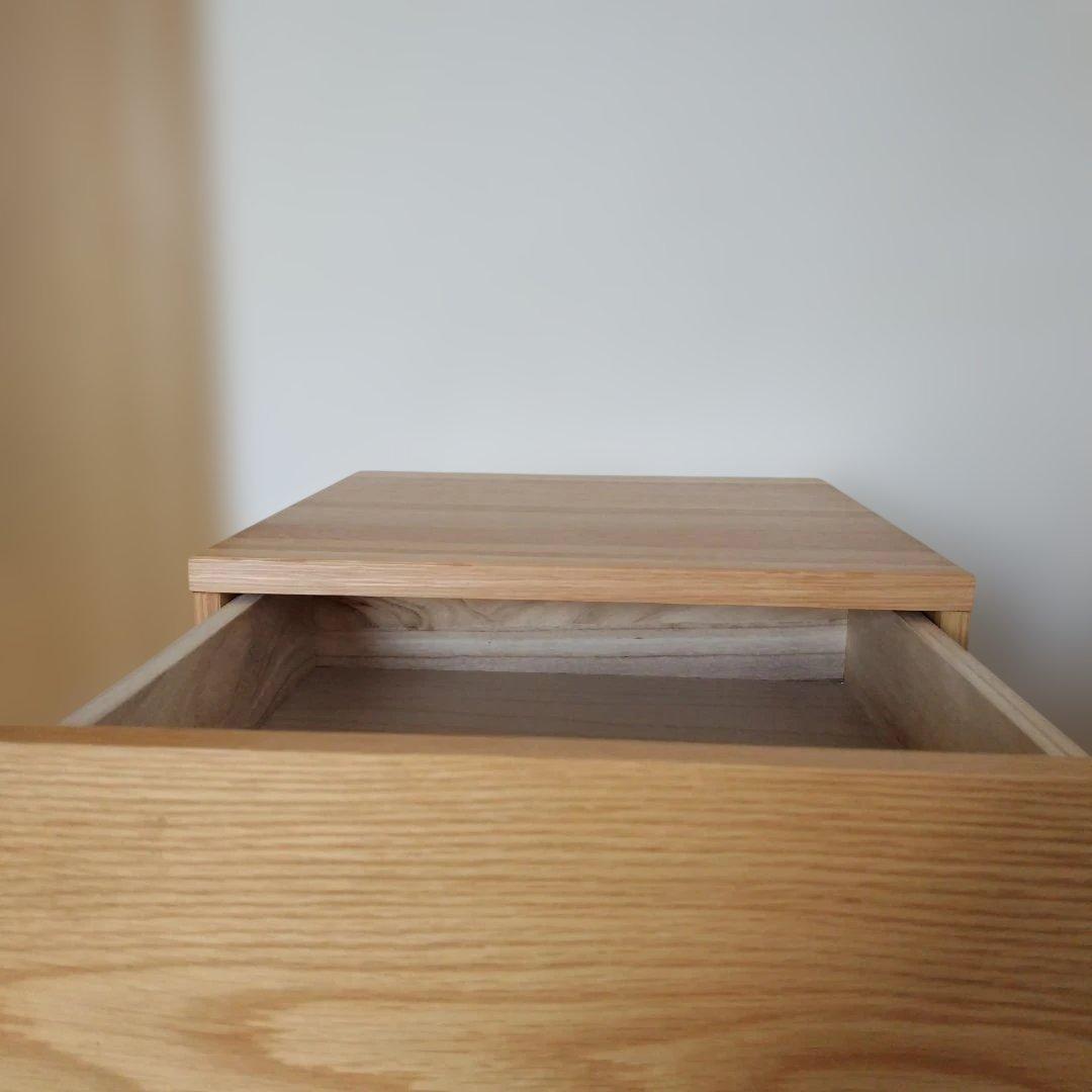 無印良品　オーク無垢材　デスクキャビネット ワイド引出2段