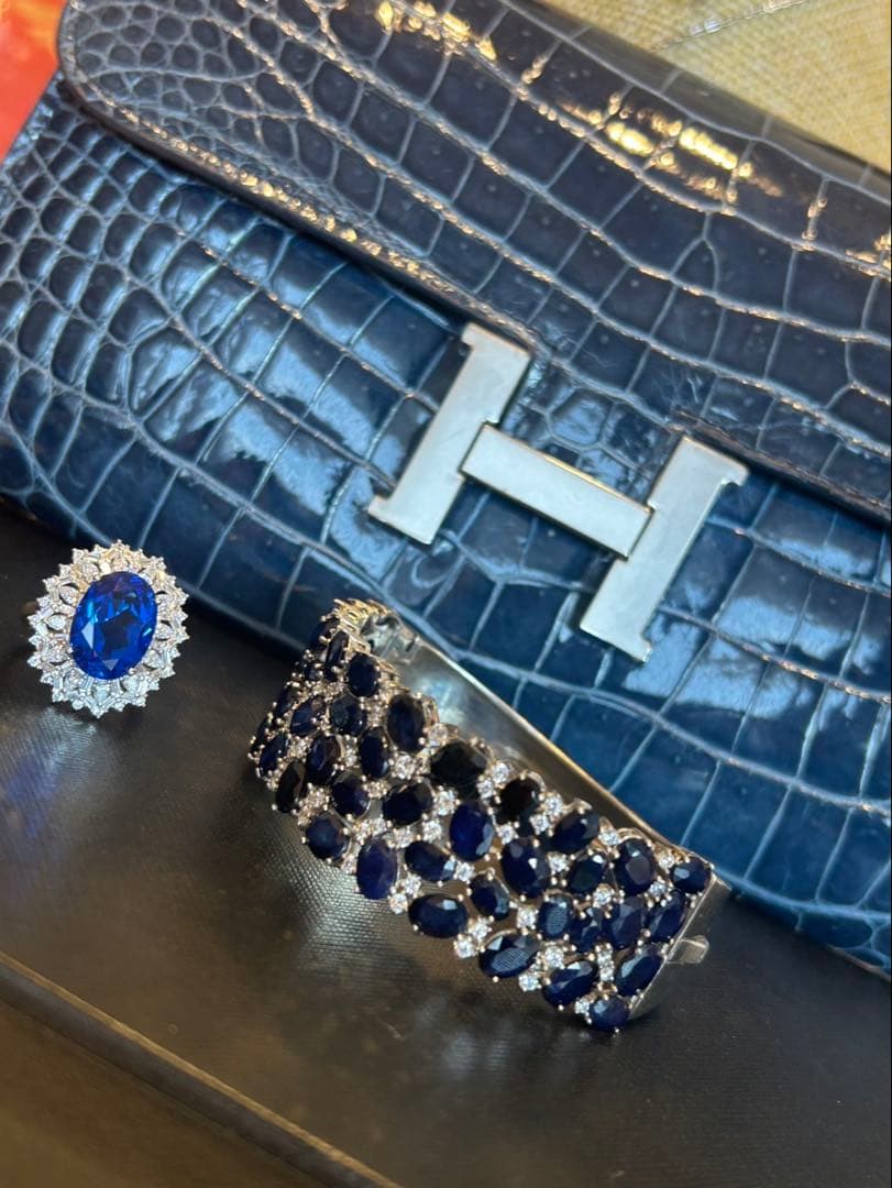 タ*ん様 天然石サファイアゴージャスバングル￼ +セットアップリング