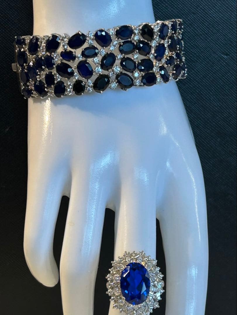 タ*ん様 天然石サファイアゴージャスバングル￼ +セットアップリング