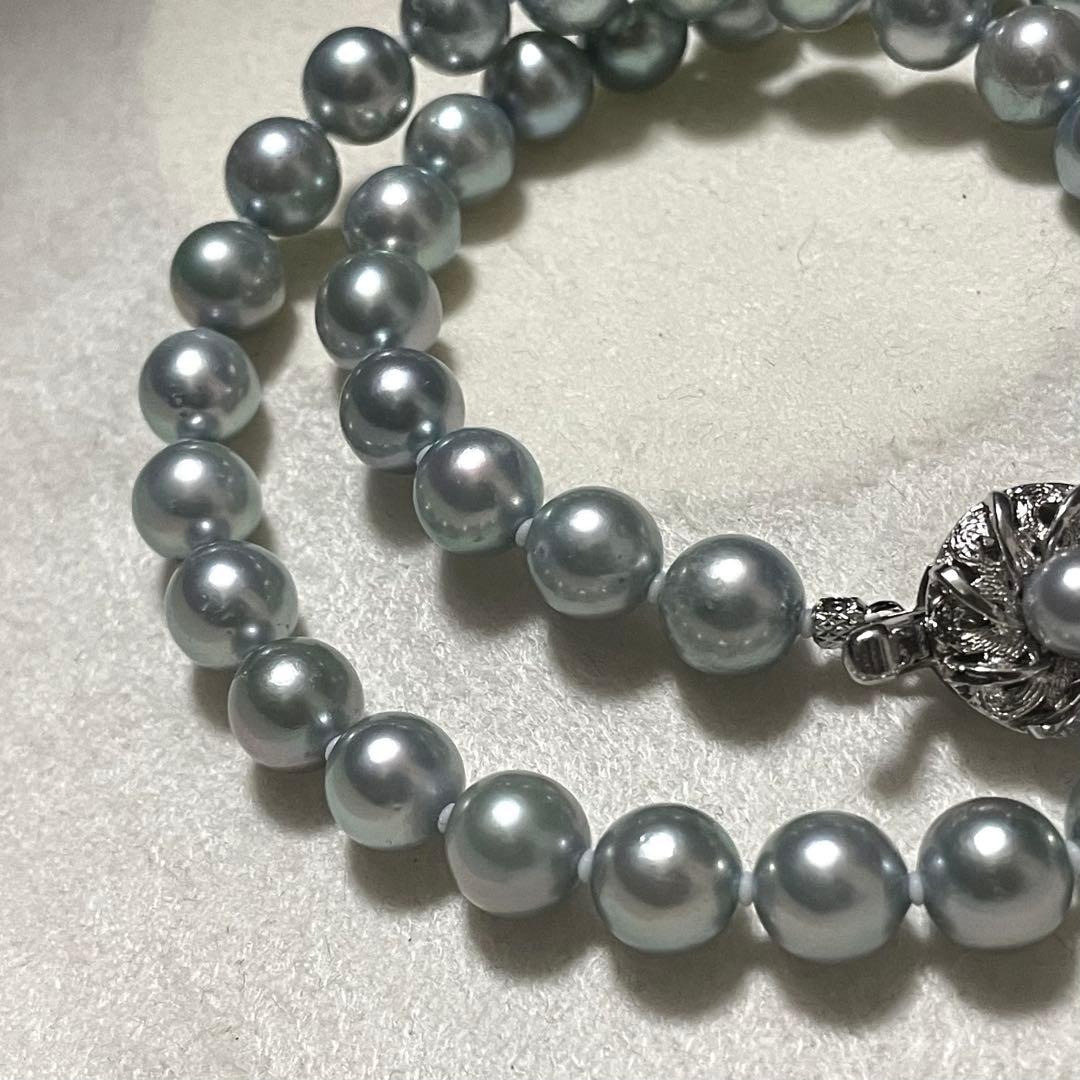 【テリ良✨超大珠】 あこや真珠 ネックレス 8.0-8.5 ブルーグレー アコヤ