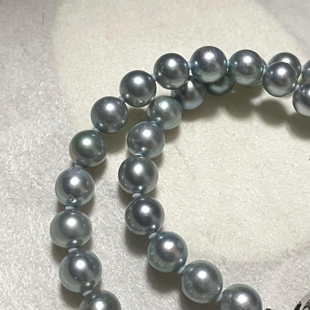 【テリ良✨超大珠】 あこや真珠 ネックレス 8.0-8.5 ブルーグレー アコヤ