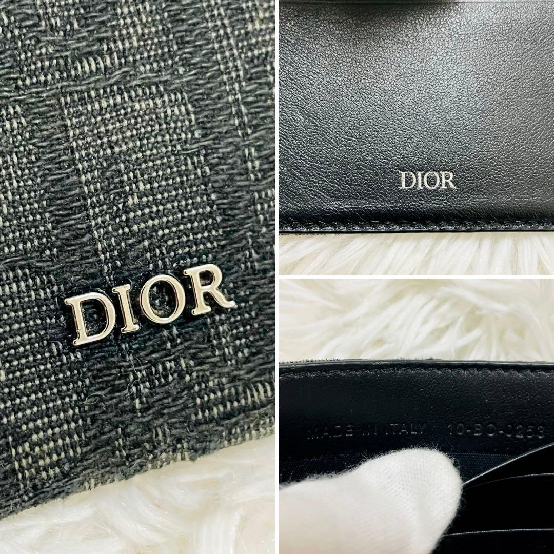 極美✨付属完備✨DIOR マネークリップ オブリーク レザー ブラック