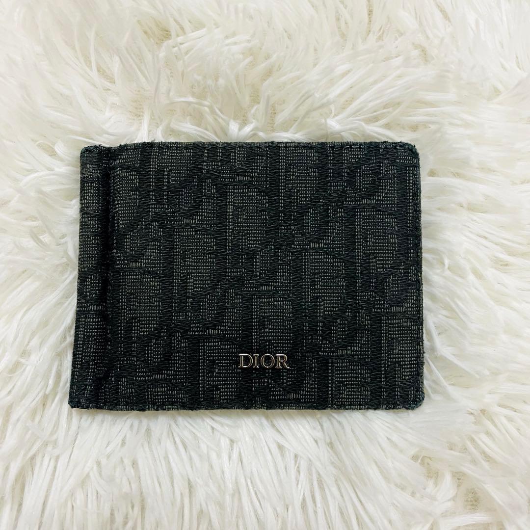 極美✨付属完備✨DIOR マネークリップ オブリーク レザー ブラック