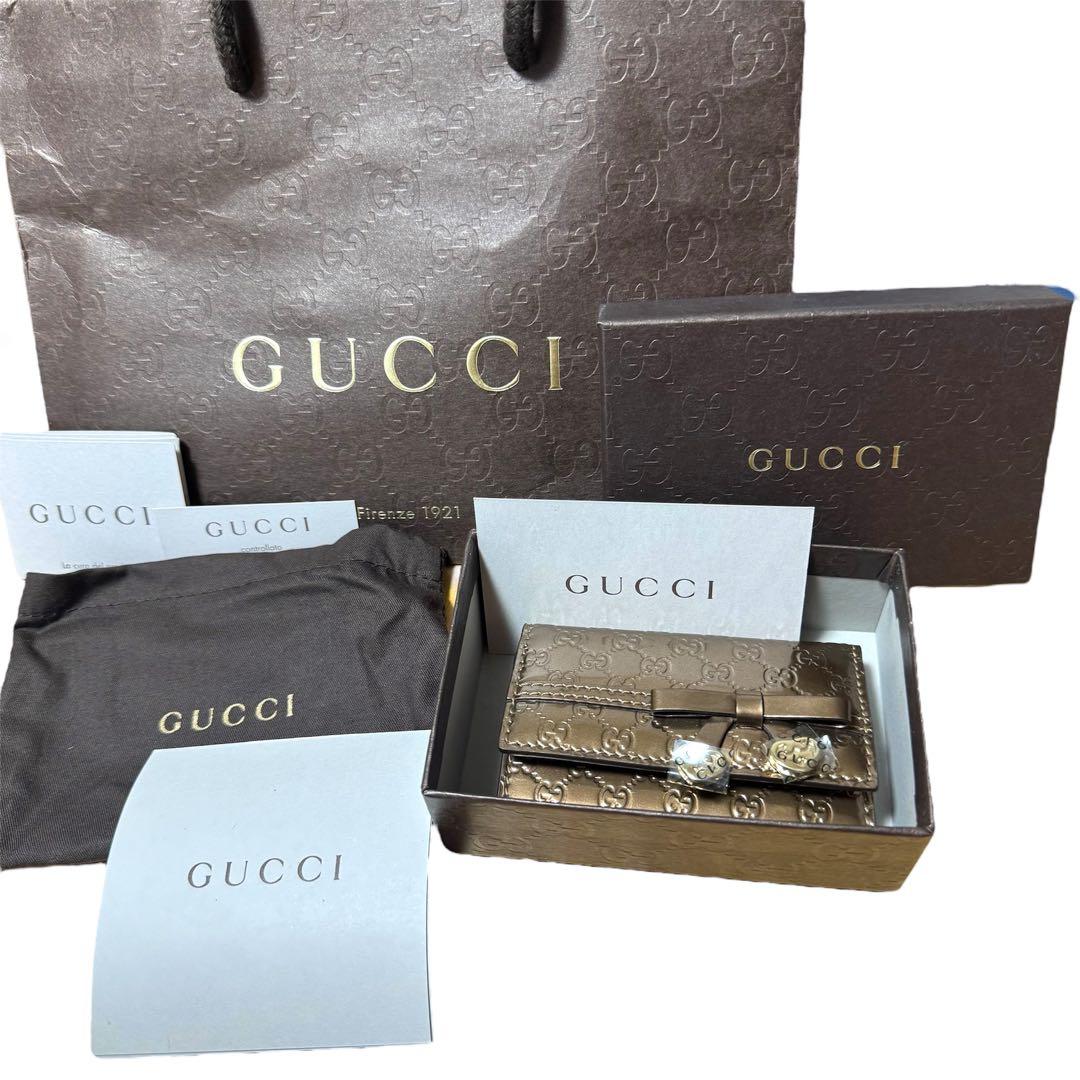 新品未使用　GUCCI グッチ シマ　6連キーケース エナメル