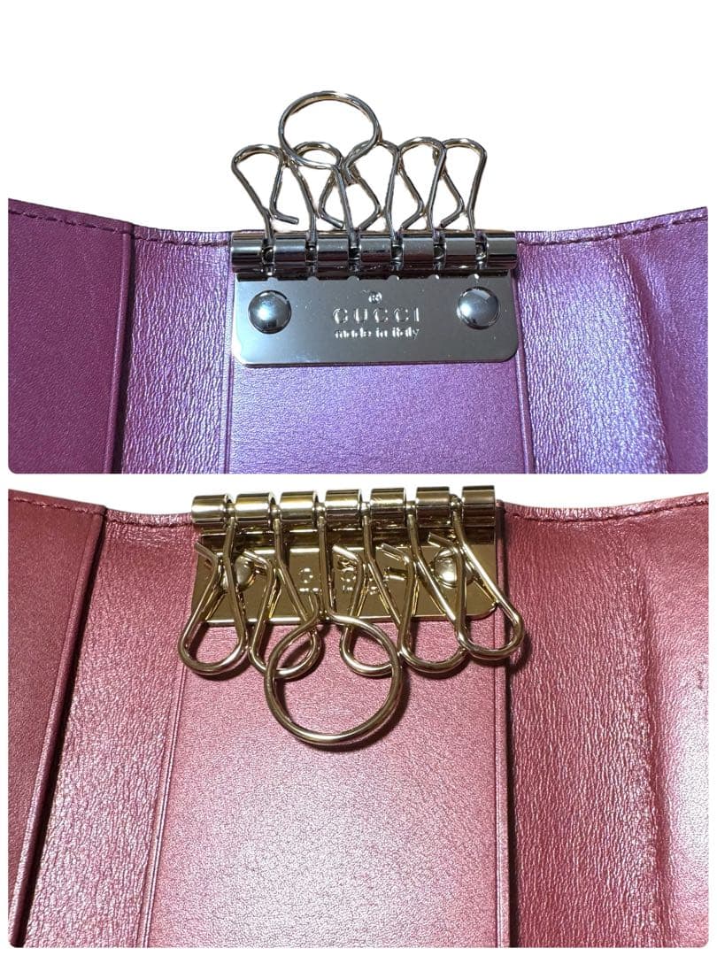 新品未使用　GUCCI グッチ シマ　6連キーケース エナメル