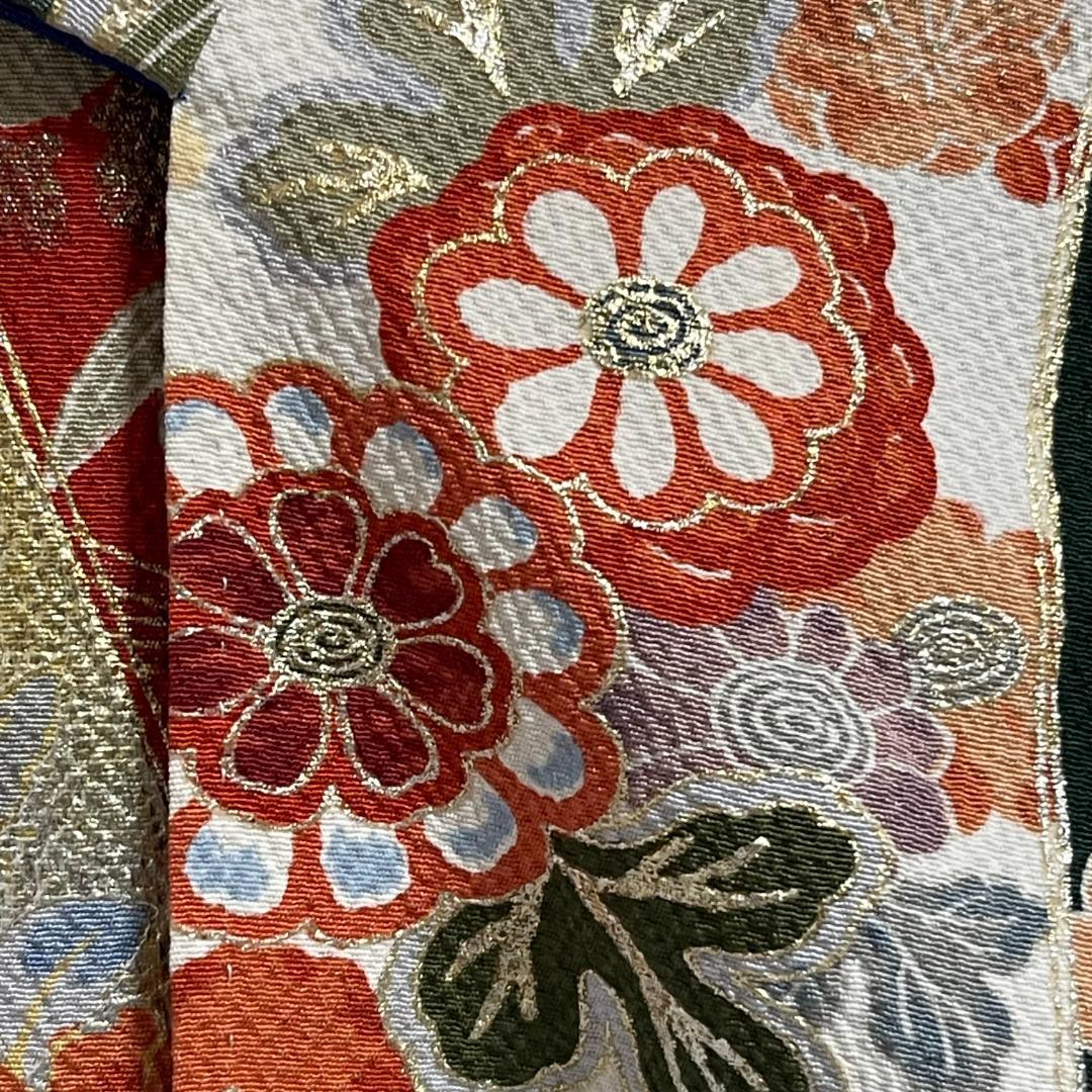 【新品未使用・仕立上・正絹】振袖－４＜金銀彩柄・ぼかし染め＞丈１５７㎝　裄６３㎝