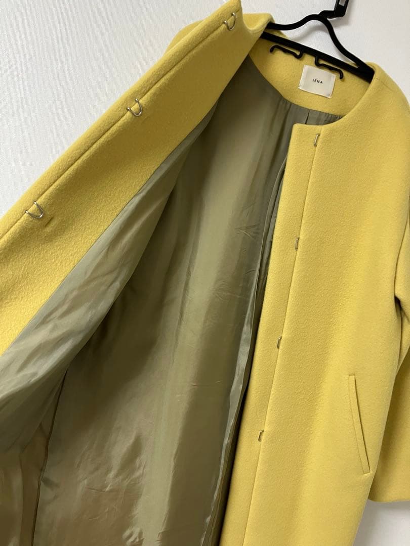 IENA★ダブルビーバーノーカラーコート★イエロー