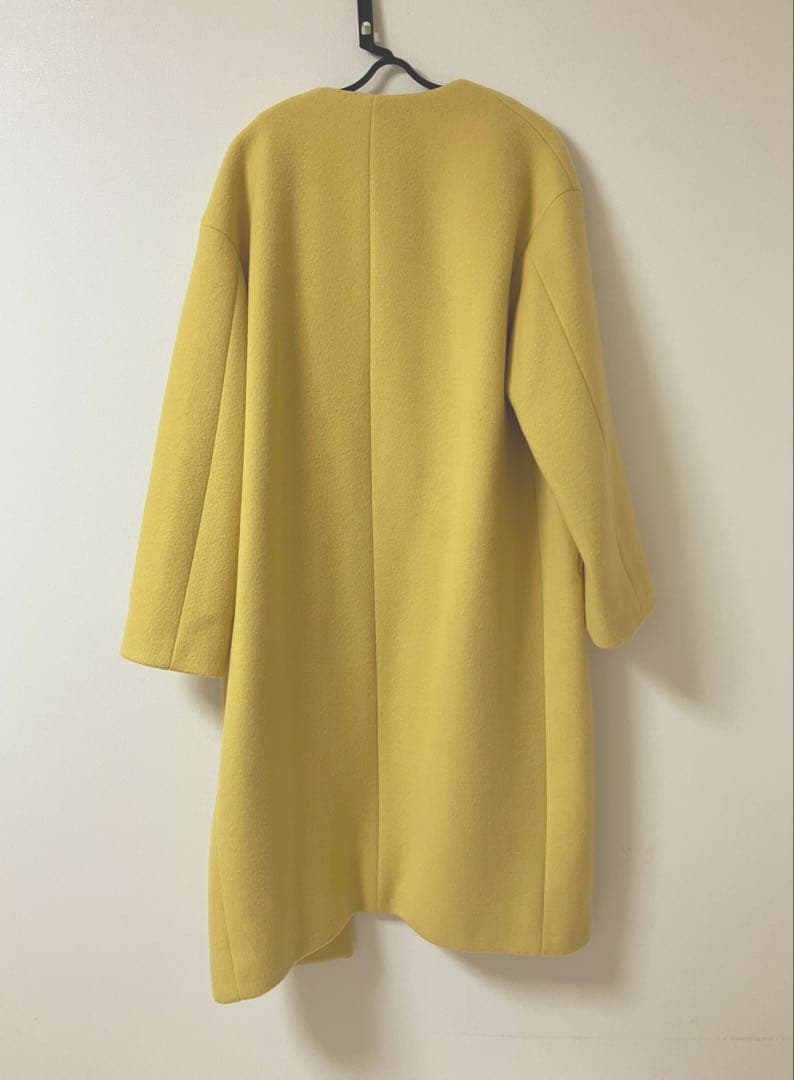 IENA★ダブルビーバーノーカラーコート★イエロー