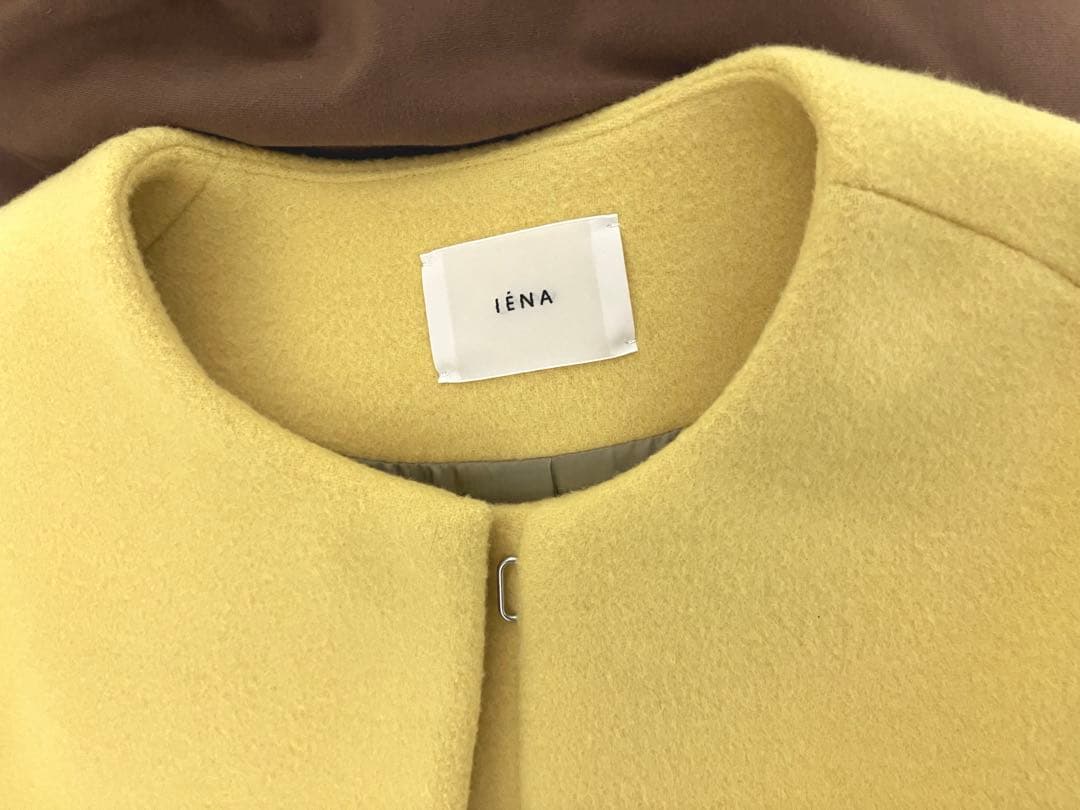 IENA★ダブルビーバーノーカラーコート★イエロー