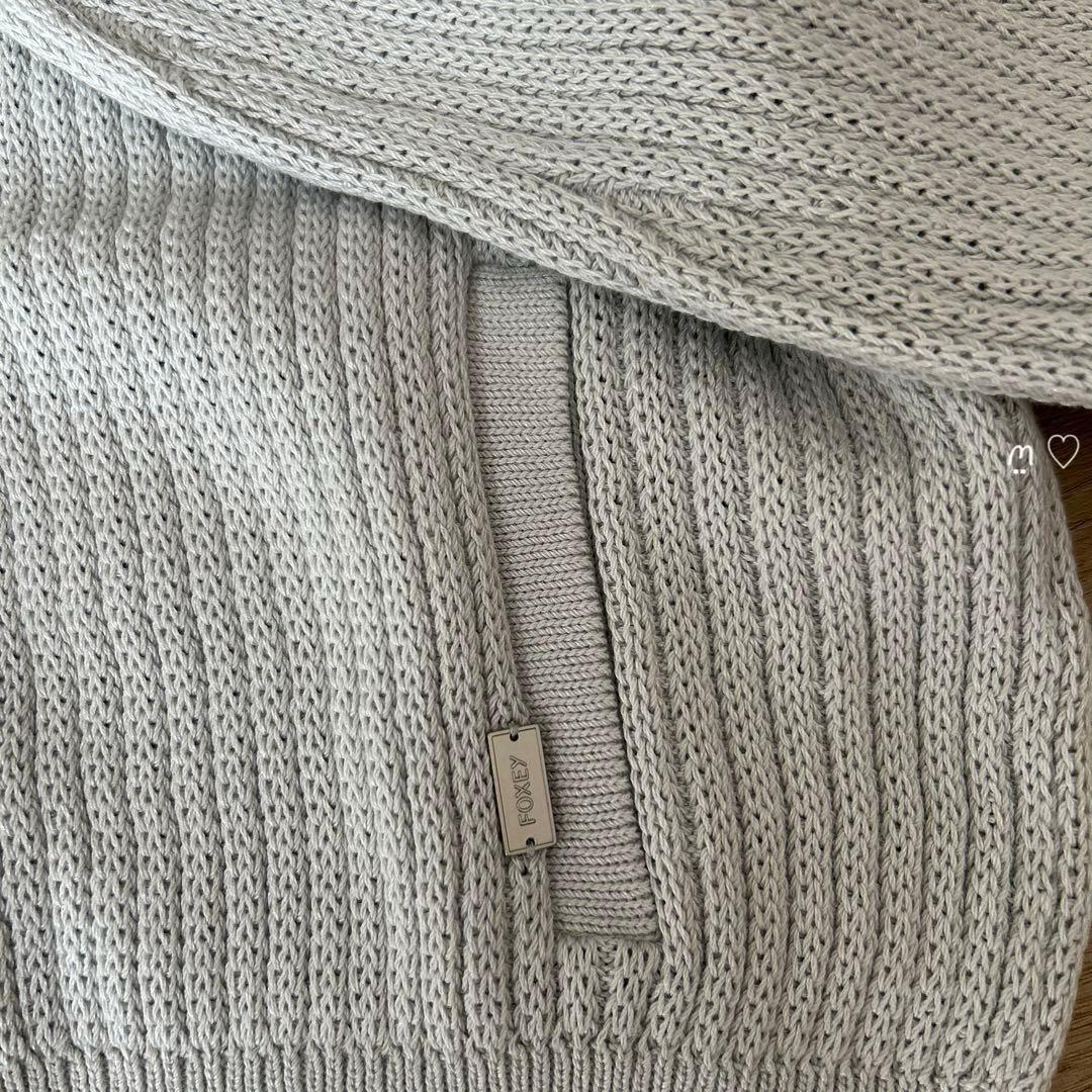 フォクシー　コットンシルクニットパーカー　フーディファン　38　アイスブルー