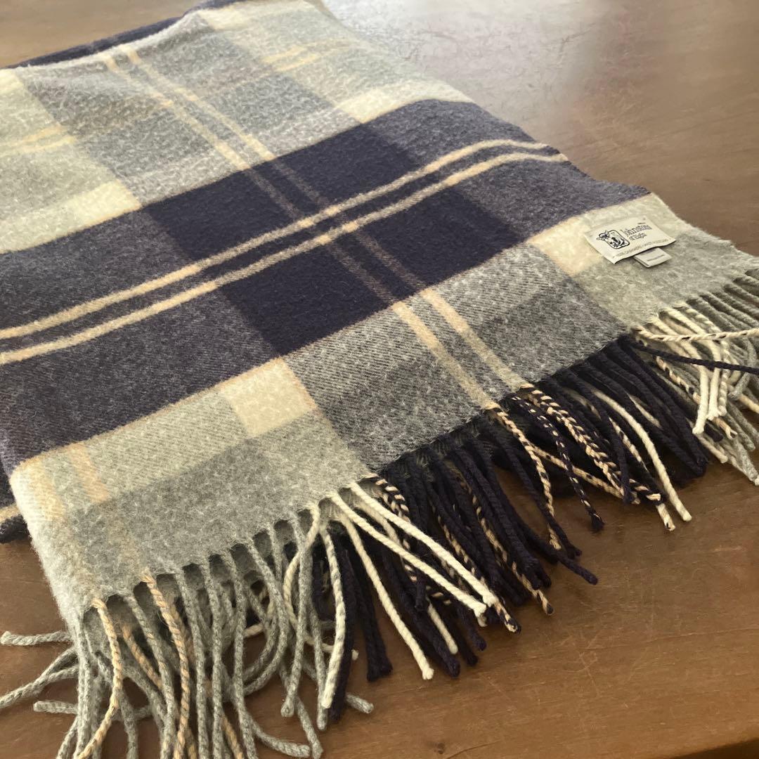 ジョンストンズ大判カシミアストール　シルバーバンノックベーン