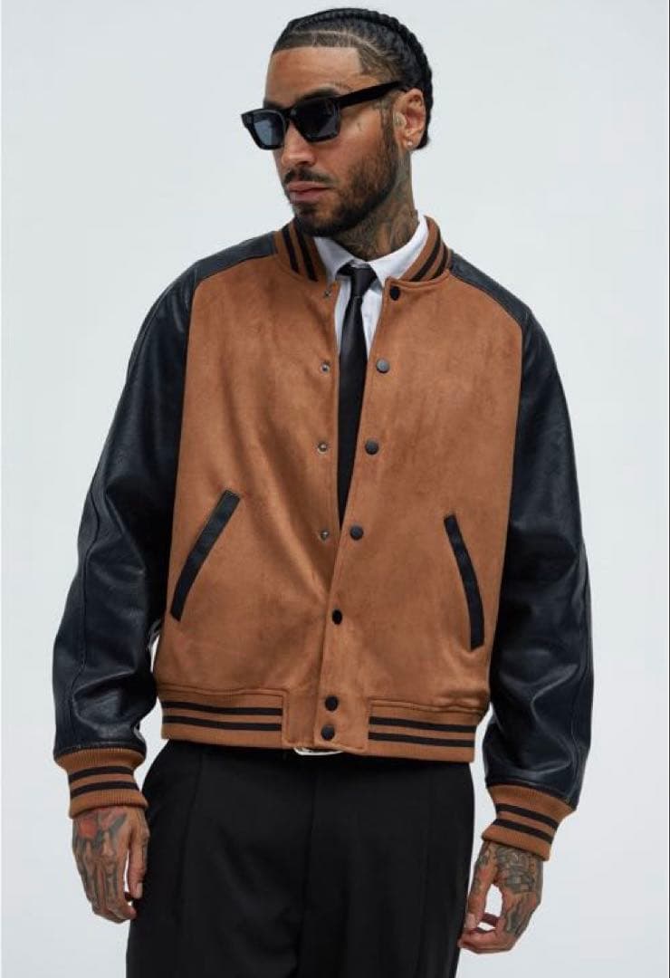 fashion nova スタジャン　VALLAD io着用　MLVINCE