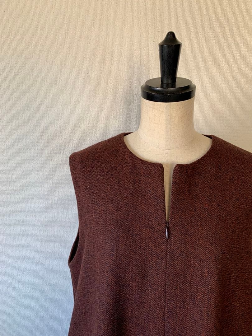 ハンドメイド ウール・ツイードのジャンパースカート　総裏地付き