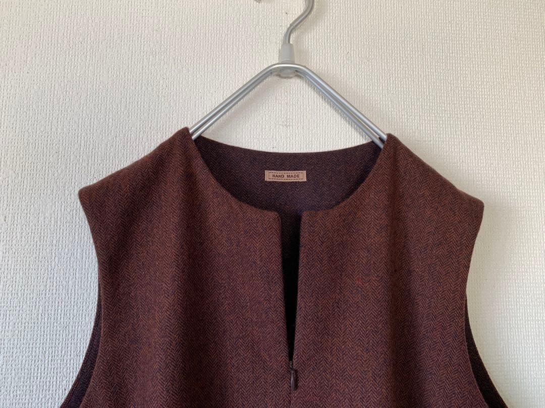 ハンドメイド ウール・ツイードのジャンパースカート　総裏地付き