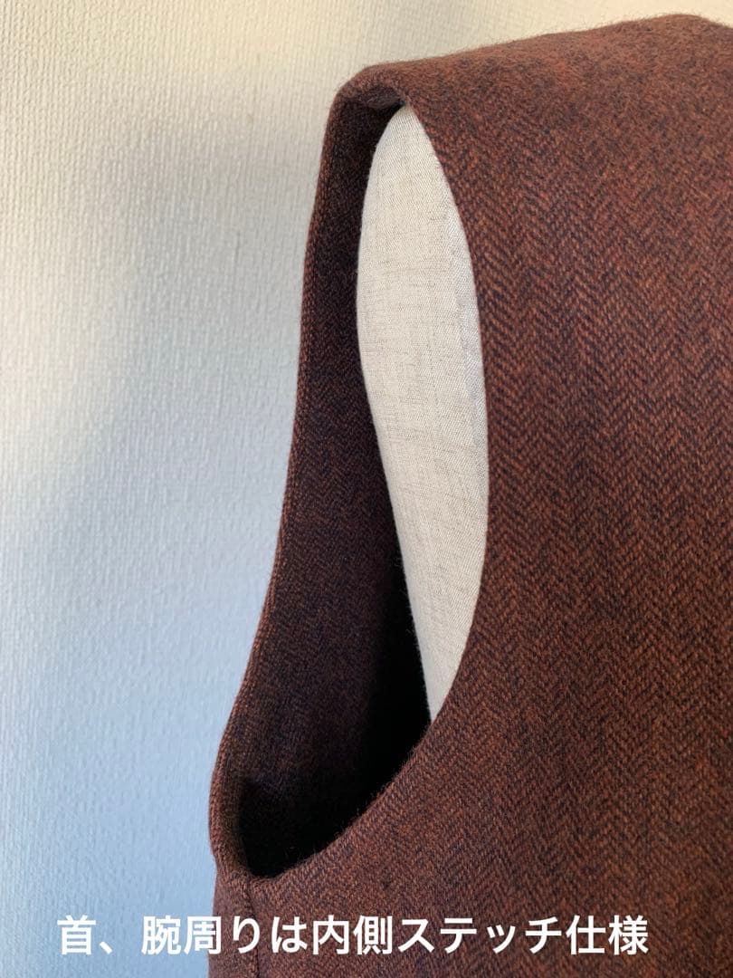 ハンドメイド ウール・ツイードのジャンパースカート　総裏地付き