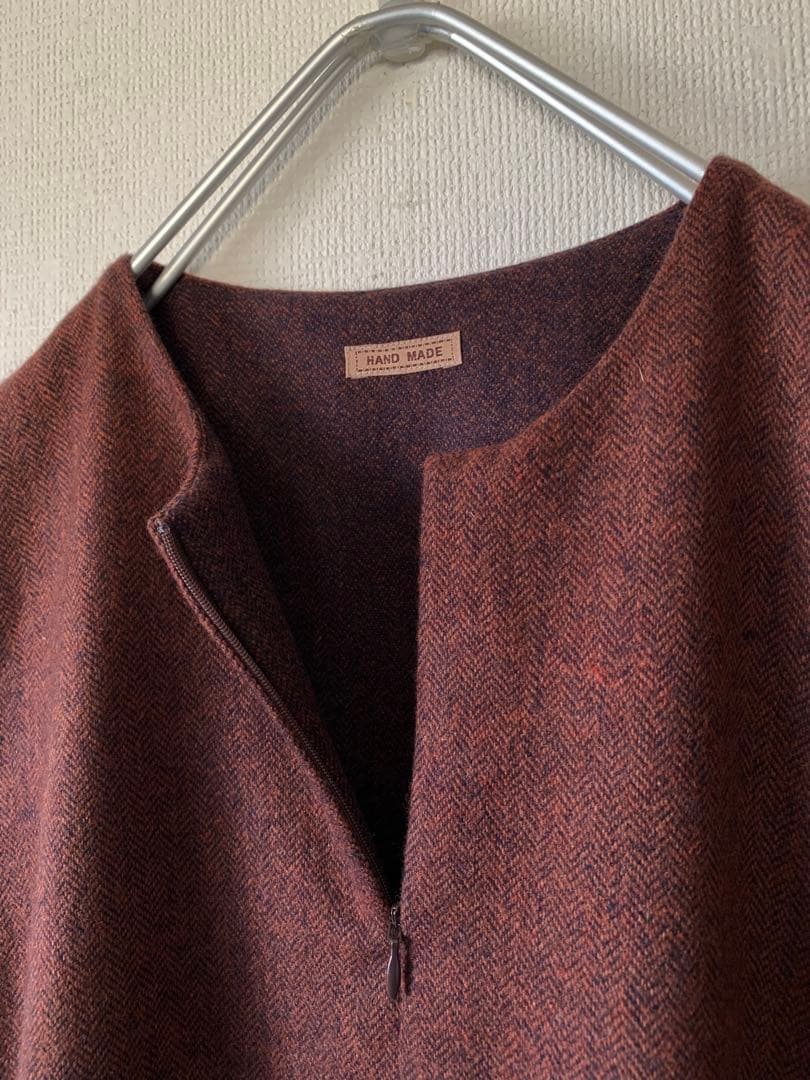 ハンドメイド ウール・ツイードのジャンパースカート　総裏地付き