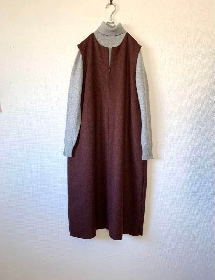 ハンドメイド ウール・ツイードのジャンパースカート　総裏地付き