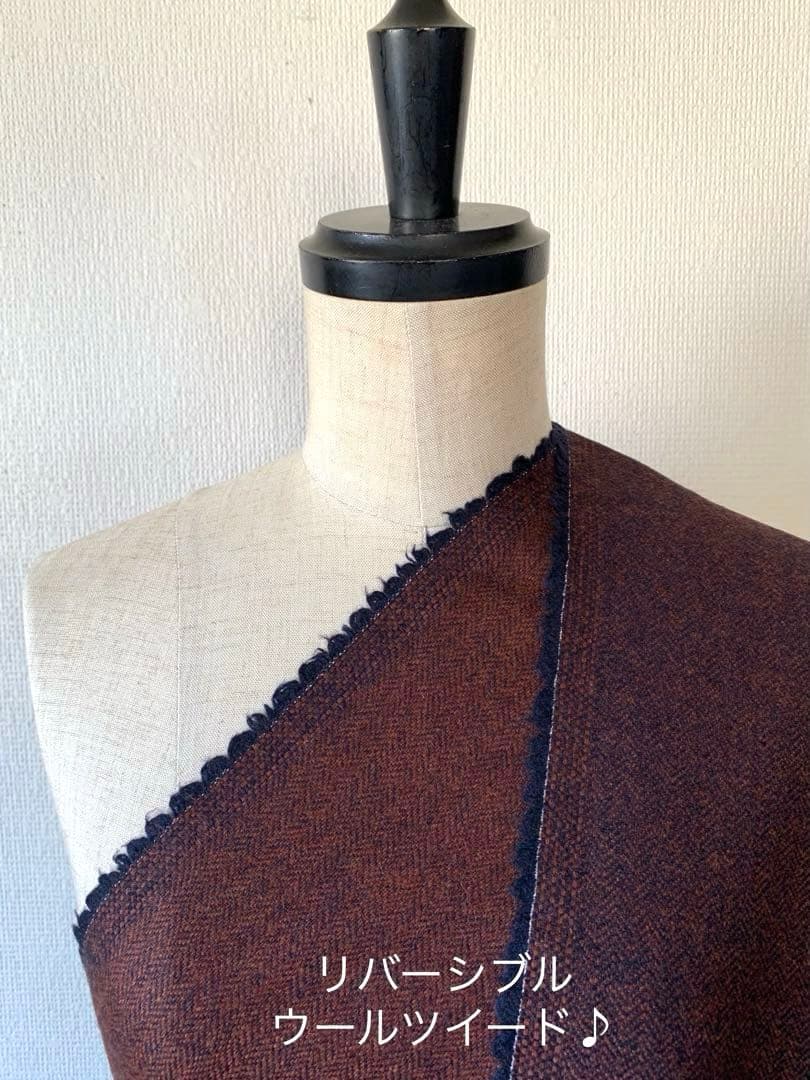 ハンドメイド ウール・ツイードのジャンパースカート　総裏地付き