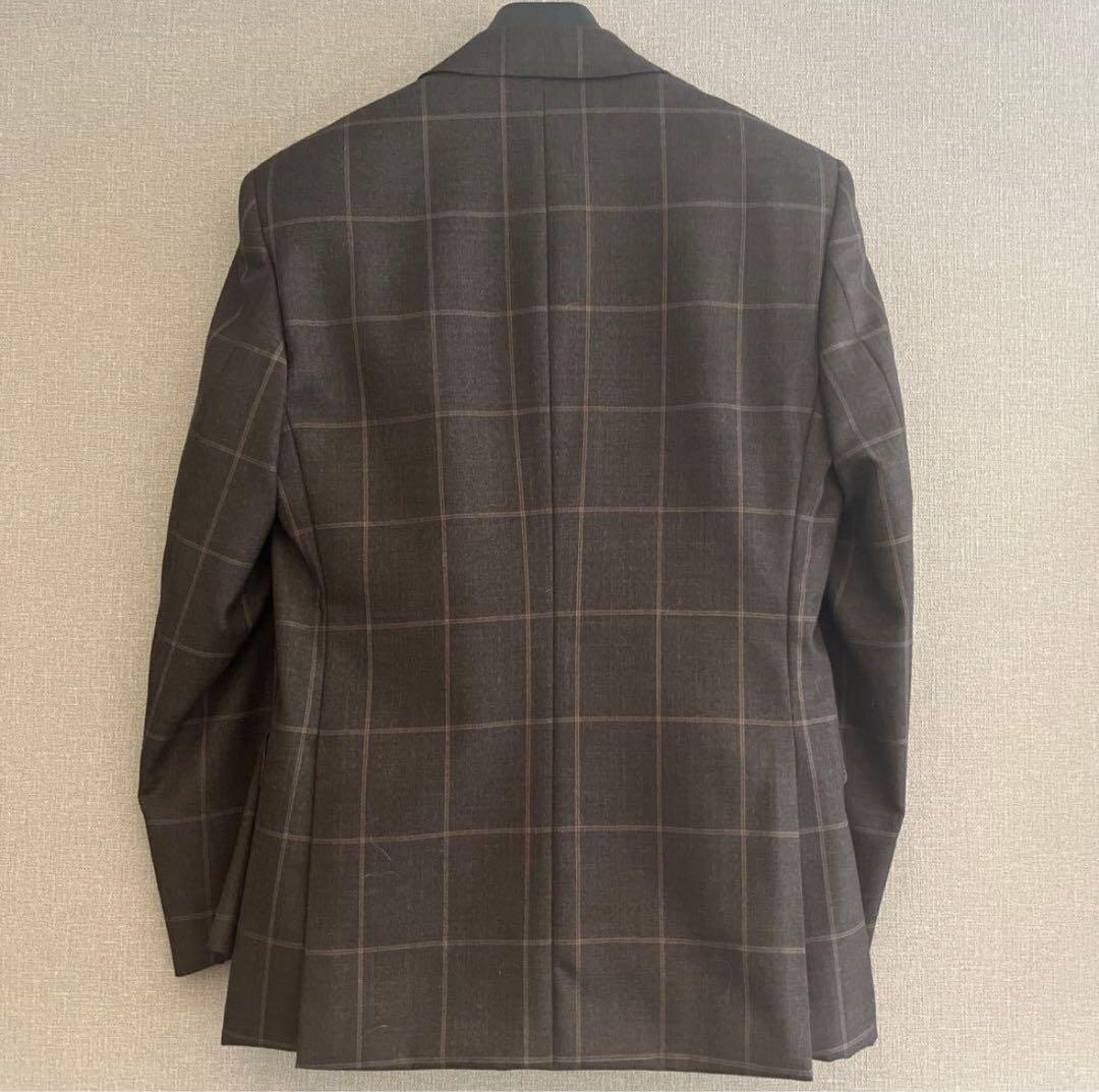 ら*ぼ様 オーダースーツ　ブラウン　茶　チェック　ダブル　super 100