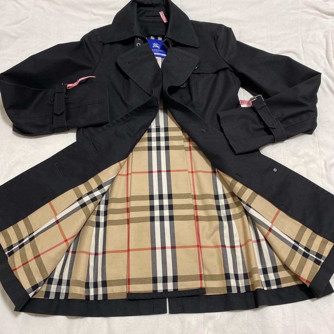 ✨Burberry Blue label ブラック コート　チェック裏地