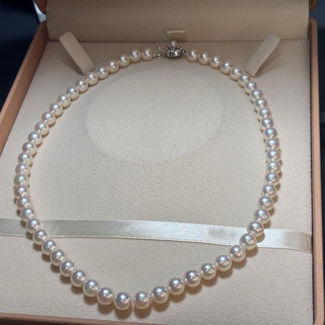 【テリ抜群✨】あこや真珠　パール　ネックレス　ピンク　約7.0-7.5 本真珠