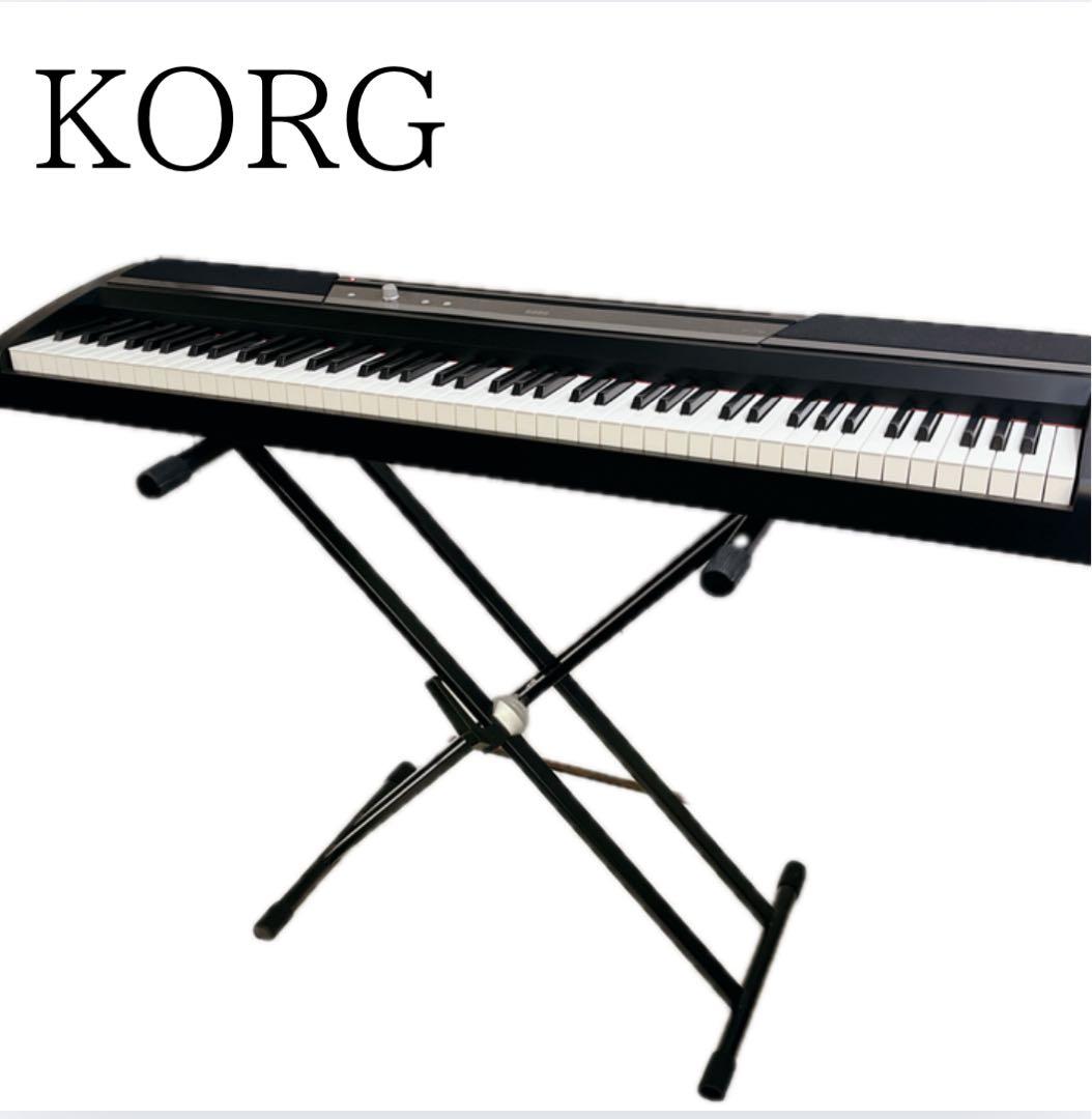 電子ピアノ KORG 88鍵 黒 スタンド付き 黒折りたたみ SP-170S
