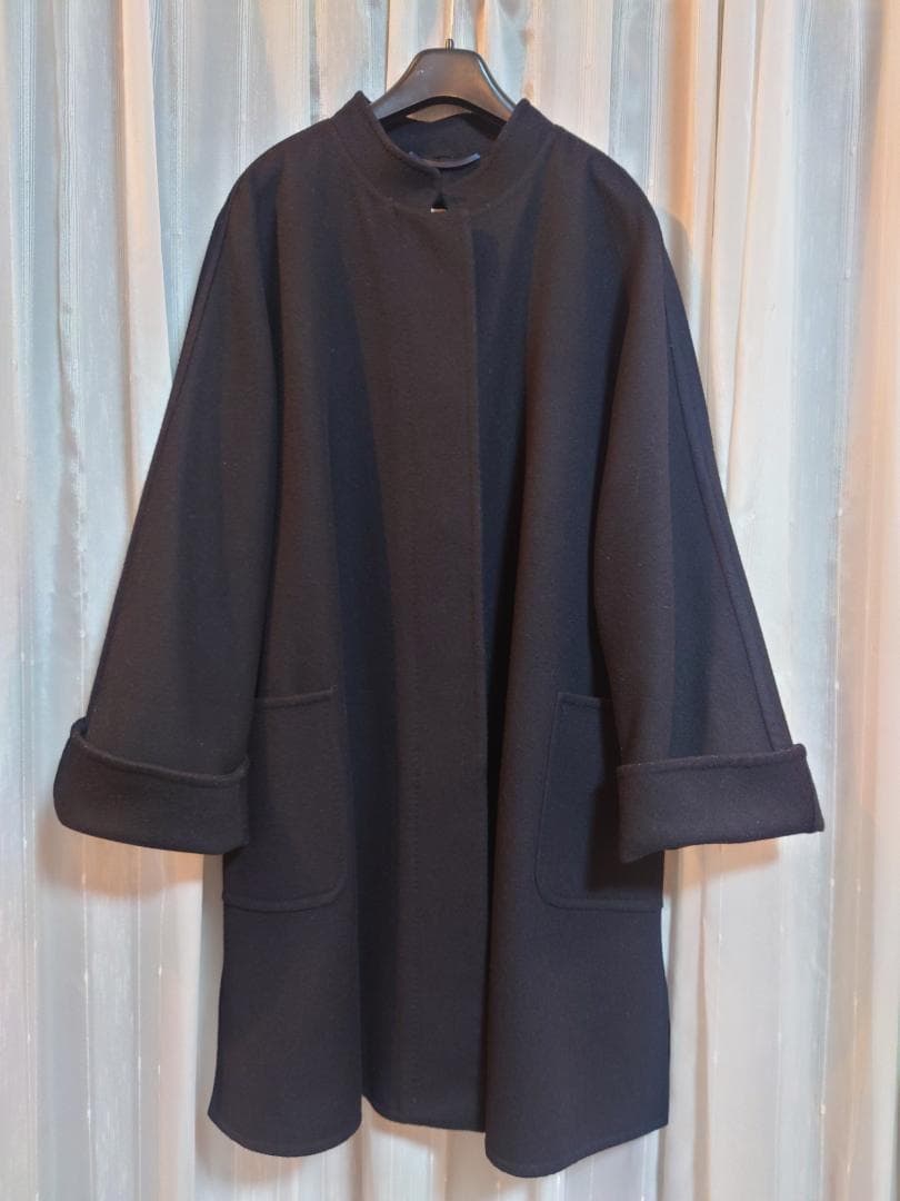 新品同様☆MAXMARA白タグ☆クチートアマーノコート☆ダークネイビー☆L