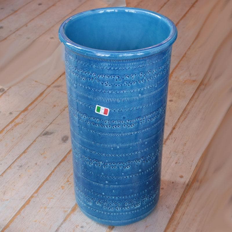 アンブレラスタンド イタリア製 ブルーの陶器傘立て クラシック 114-177