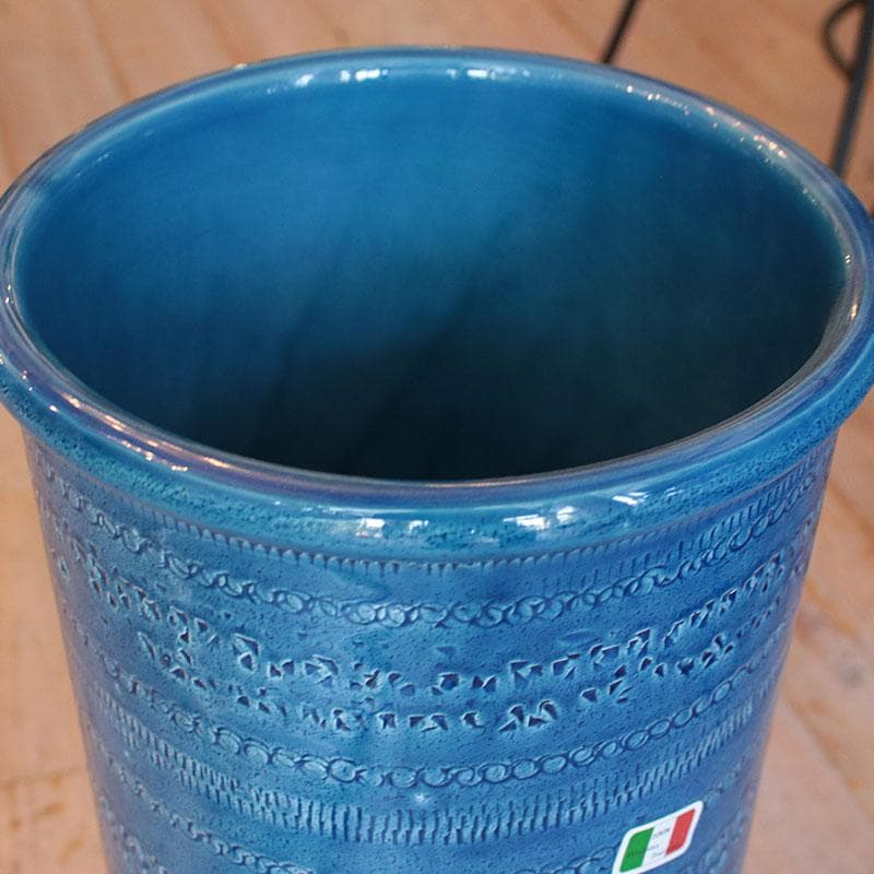 アンブレラスタンド イタリア製 ブルーの陶器傘立て クラシック 114-177
