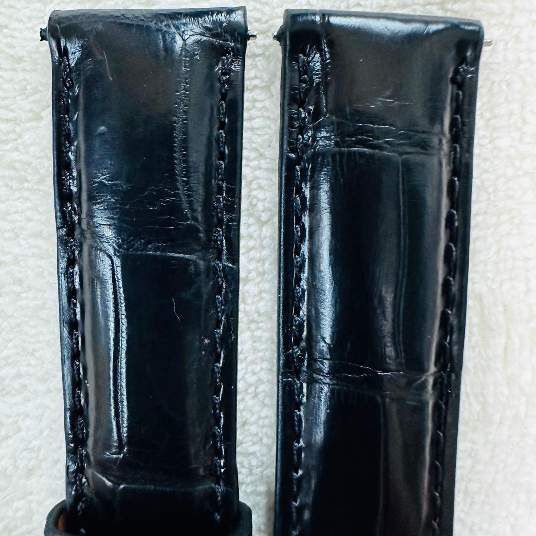 3032#20mm-18mmブラック★本物クロコダイルベルト★スイス製