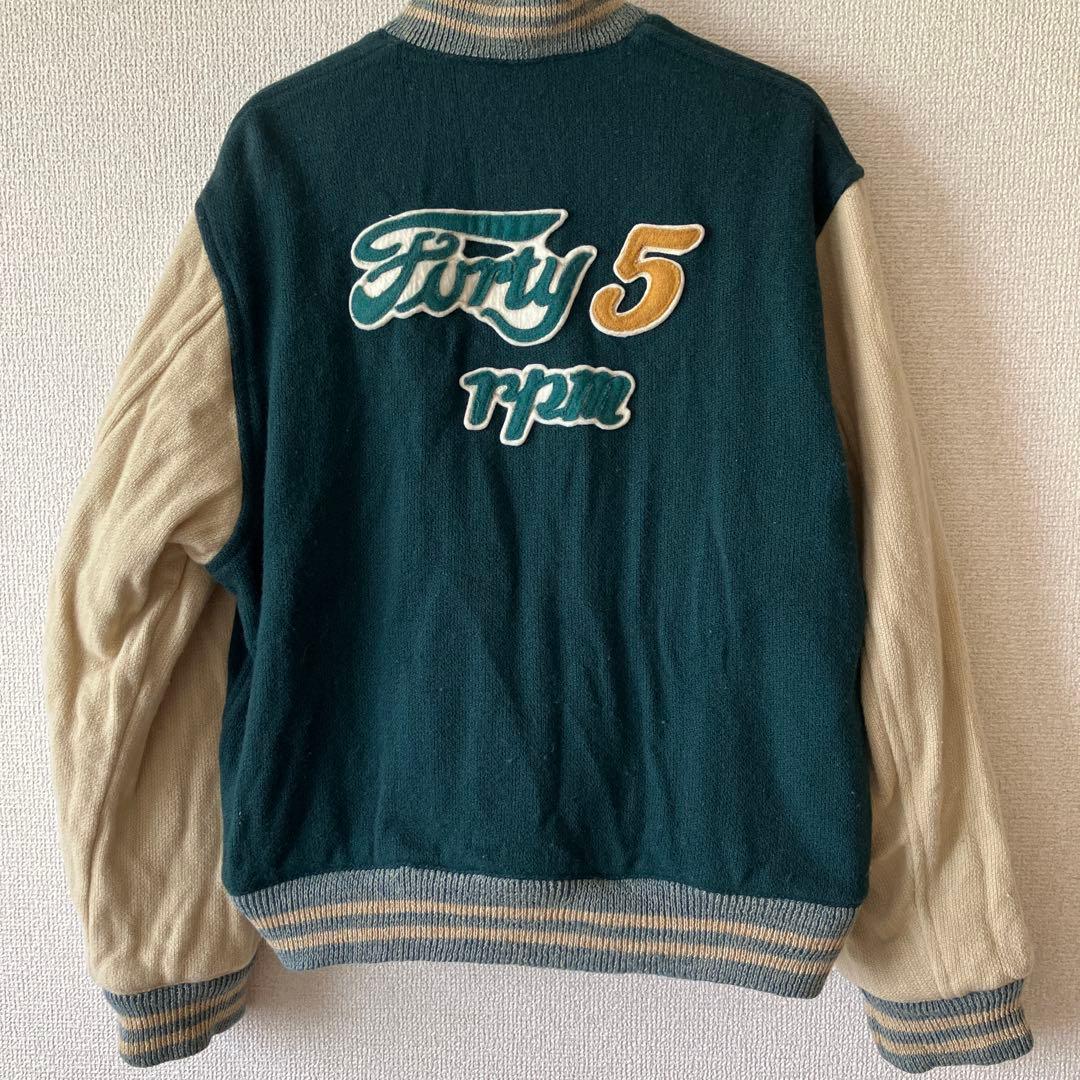 45rpm スタジャン飛行機　リバーシブル　グリーン/ベージュ