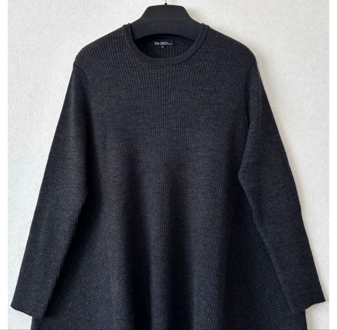 大きいサイズ44＊２３区 レア ヘムＡラインニット チュニック＊自由区組曲ICB