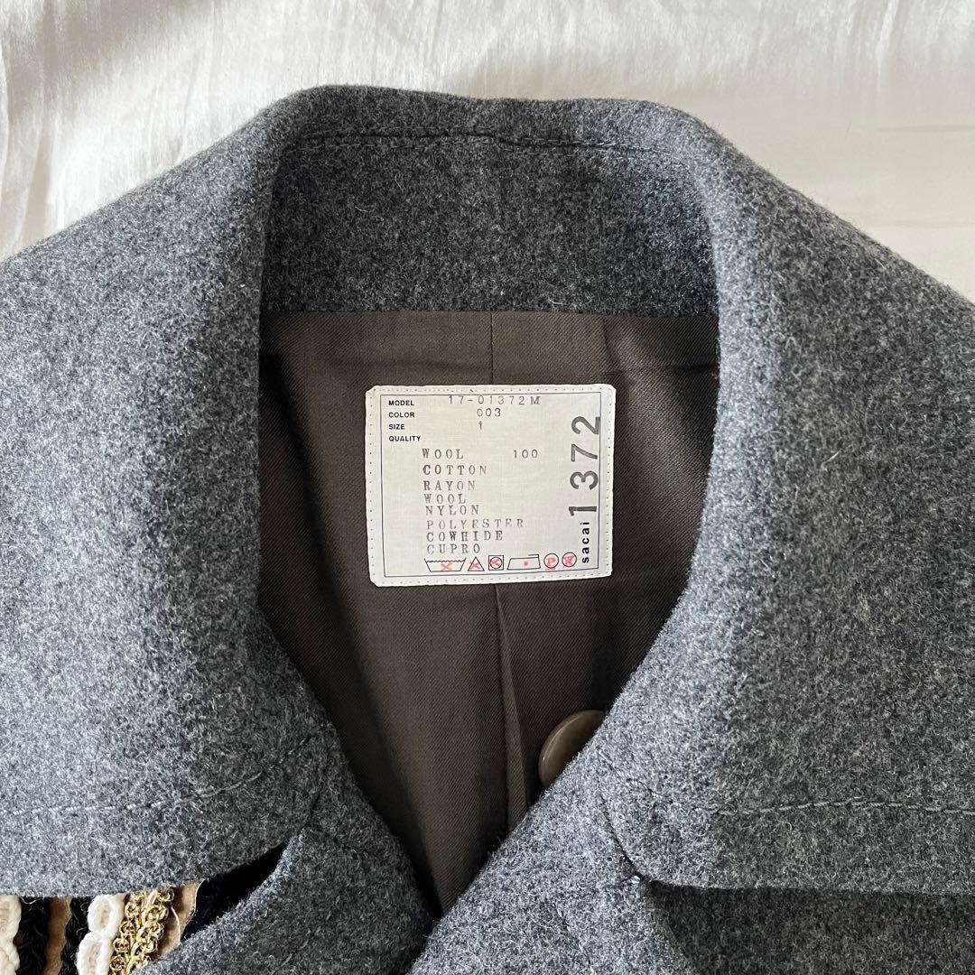 sacai 17AW メルトン ピーコート グレー