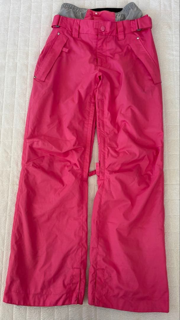 ROXY スノーボードウェア 上S 下9白系ペイズリー柄ジャケット×ピンクパンツ