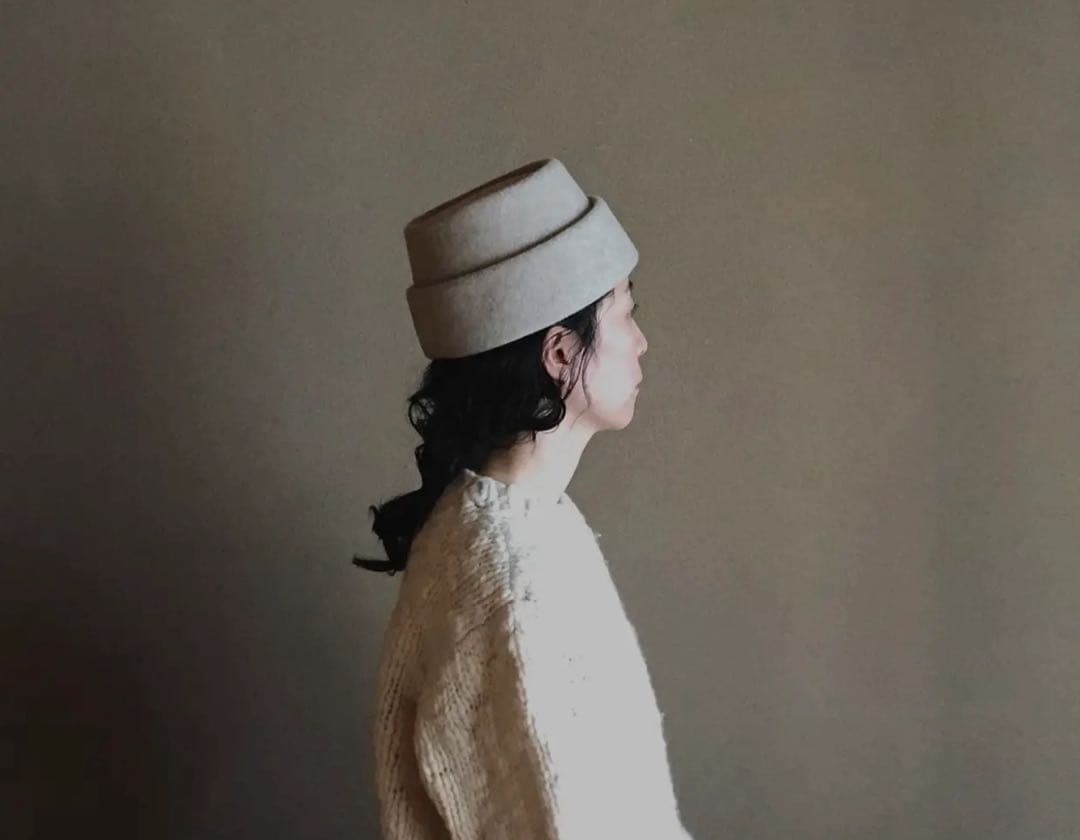 mite えん帽子 モッサー生地／ライトベージュ