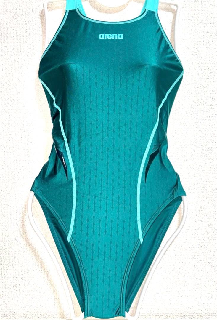 arena 競泳水着 Ｌ ひし形模様 超光沢 グリーン ハイカット アリーナ