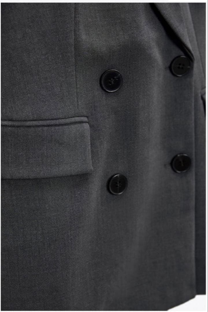 ZARA ダブルブレストブレザー　ダブルボタンテーラードジャケット　グレー
