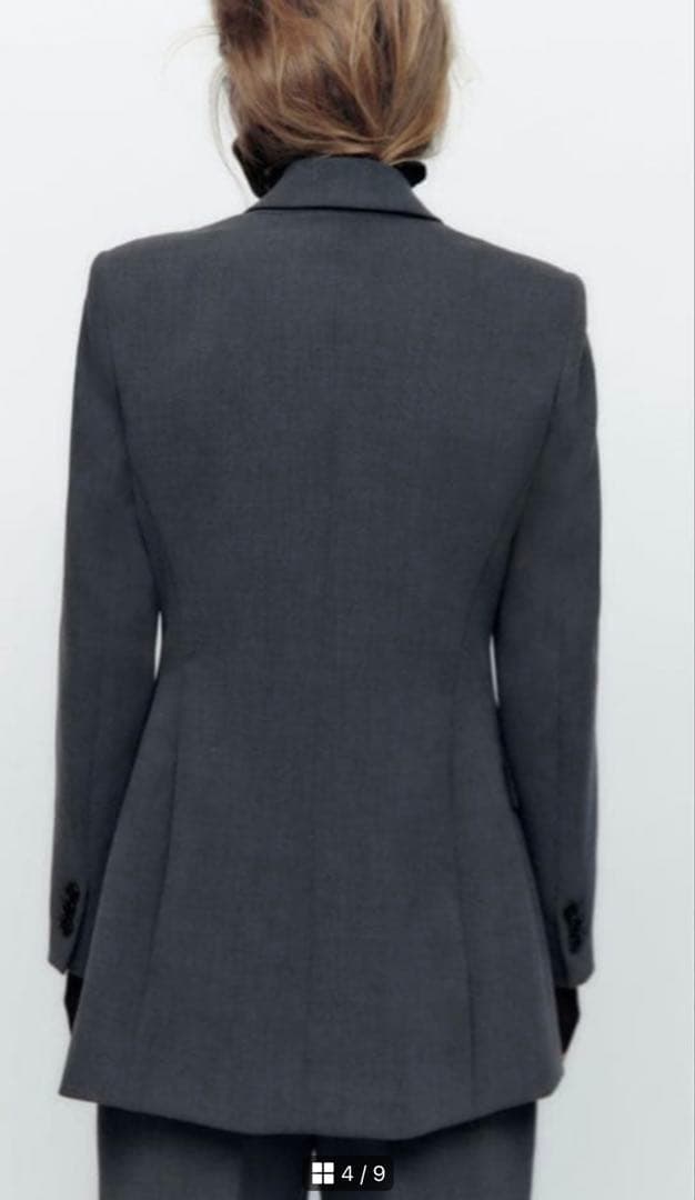 ZARA ダブルブレストブレザー　ダブルボタンテーラードジャケット　グレー