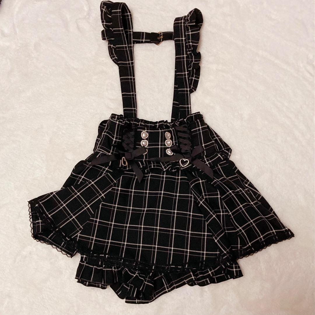 LIZLISA レースアップ サスペンダー 付 スカパン チェック