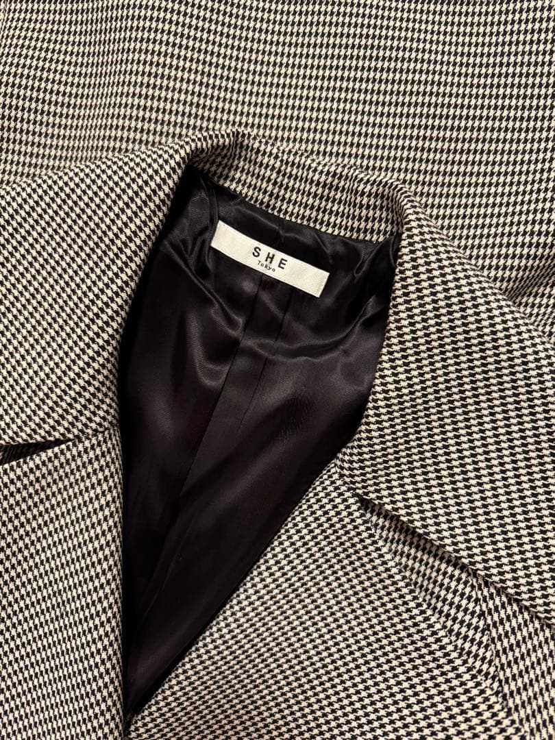 SHE TOKYO 千鳥格子柄ロングコート