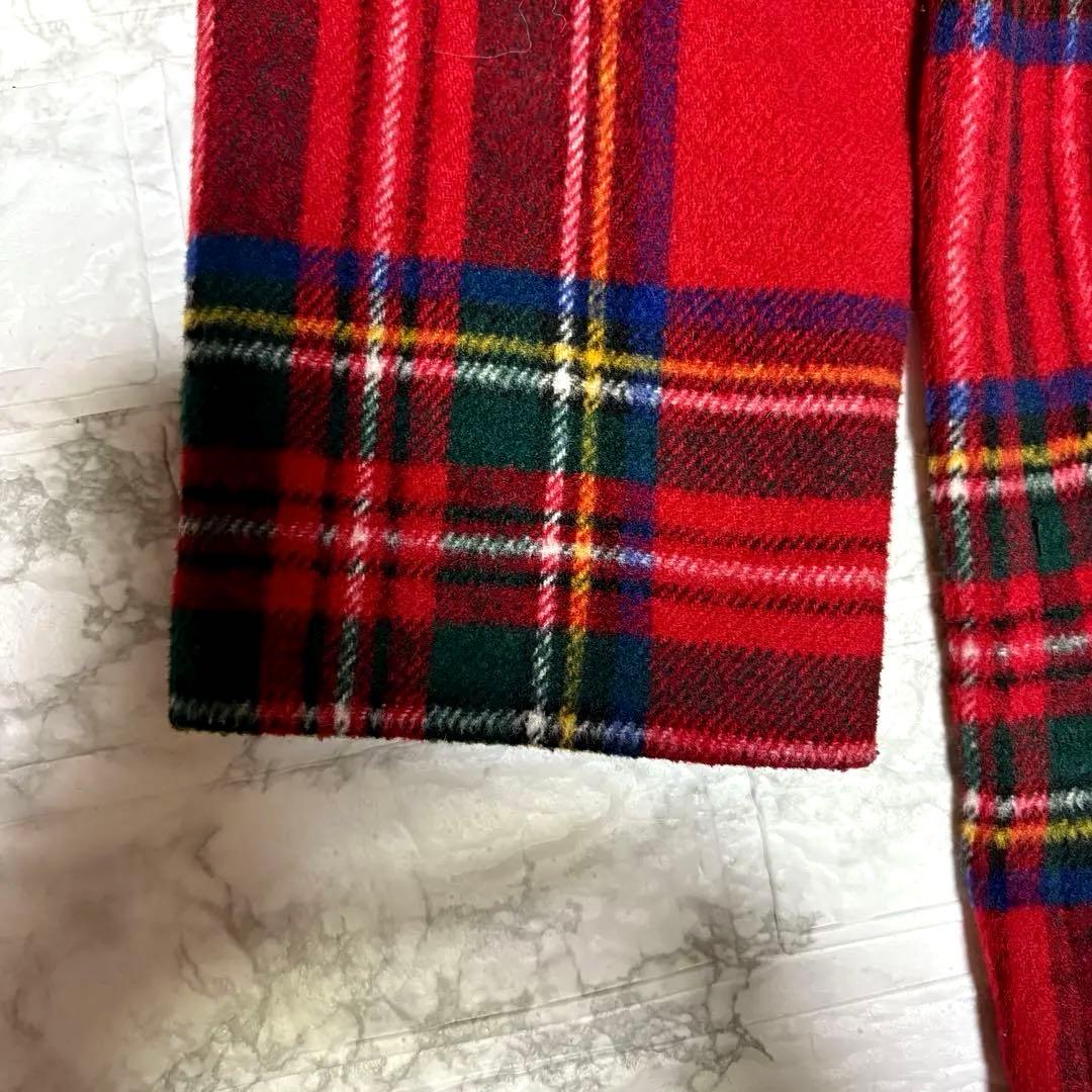 ZARA TRF タータンチェック柄 ロングコート　　チェスターコートS〜M赤