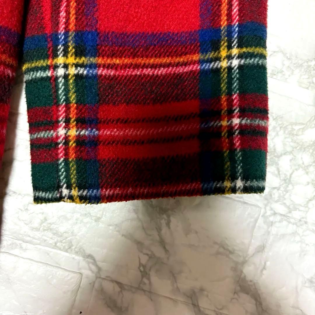 ZARA TRF タータンチェック柄 ロングコート　　チェスターコートS〜M赤