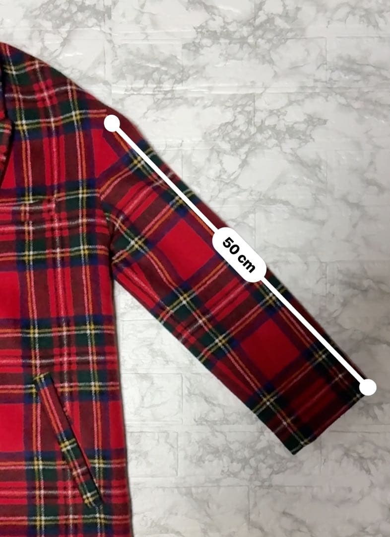 ZARA TRF タータンチェック柄 ロングコート　　チェスターコートS〜M赤