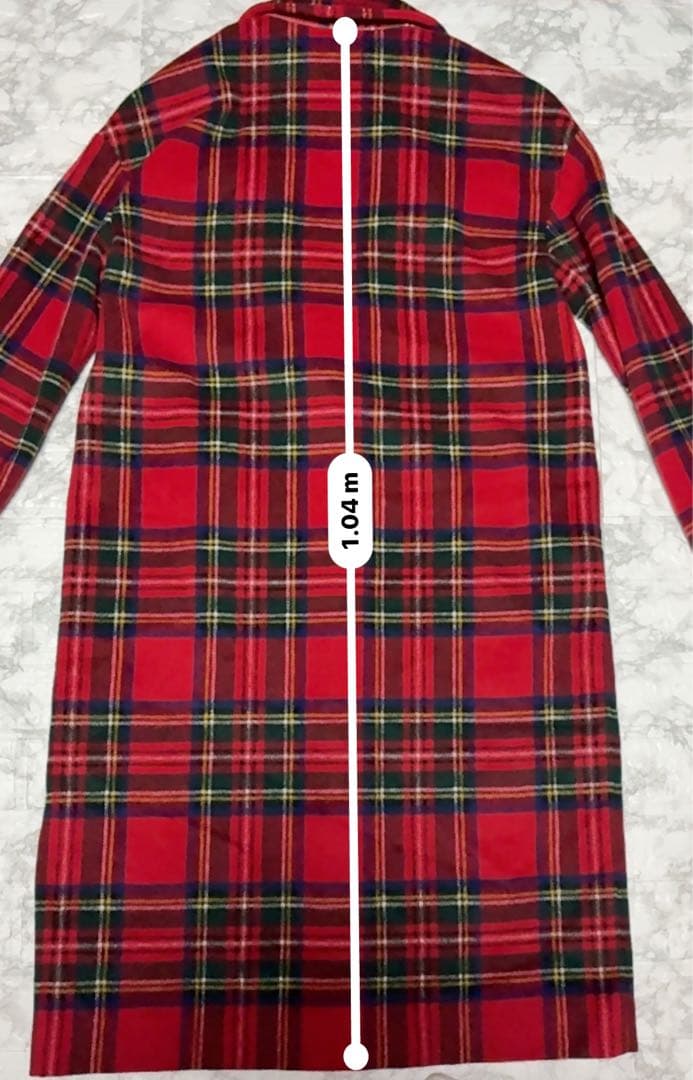 ZARA TRF タータンチェック柄 ロングコート　　チェスターコートS〜M赤