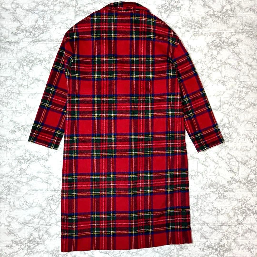 ZARA TRF タータンチェック柄 ロングコート　　チェスターコートS〜M赤