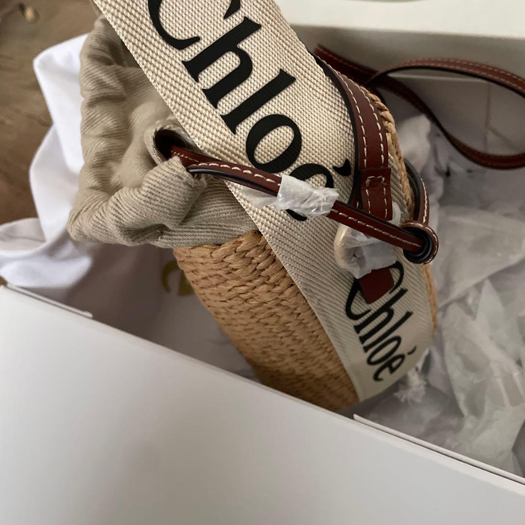 Chloe カゴバッグ　アイボリー　WOODY スモールバスケット
